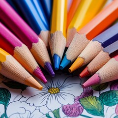 Naklejka premium color pencils on white background