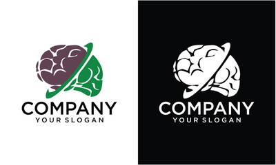 Creative brain leaf logo design template