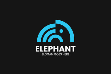 Elephant Wireless Logo. Vector Illustration