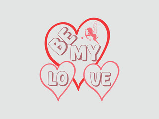 Be my love romantic heart design for special occasions with cupid for Valentine’s Day 