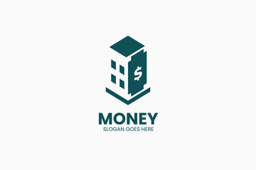 Money Building Logo. Vector Illustration