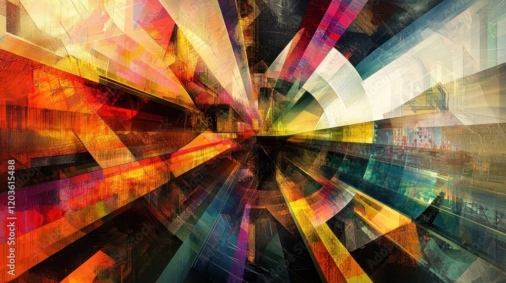 Poster a colorful abstract painting with a lot of different shapes and colors