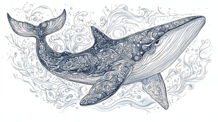 Marine Life Art, Outline Animal Design， Ocean Creature Illustrations, Whale Shark Artwork, Minimalist Aquatic Designs