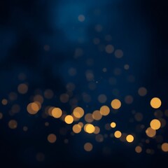 Abstract dark blue background with golden bokeh lights. (2)