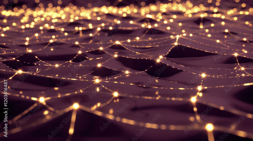 Poster abstract glowing network with interconnected lines and nodes, creating mesmerizing visual effect. in