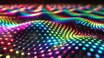 Vibrant abstract pattern of colorful lights creating wave effect, showcasing mesmerizing blend of hues and illumination