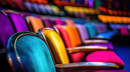 Fototapeta premium Colorful theater seats in a row.