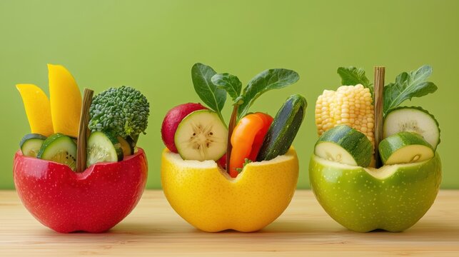 various vegetables and fruits in apple shape - Powered by Adobe