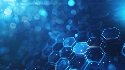 Obraz premium Blue hexagon network digital backdrop