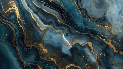 Obraz premium stunning abstract background featuring swirling blue and gold patterns, creating sense of depth and elegance. Perfect for modern design projects