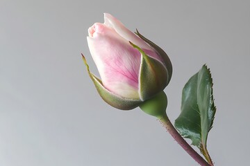 Fototapeta premium Close-up of a delicate pink rose bud.