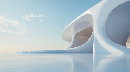futuristic white architectural structure background