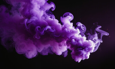Fototapeta premium Vibrant purple smoke surging upward in an intense yet graceful dance against a deep background.