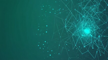 Fototapeta premium Abstract Teal Network Connection Lines Dots Digital Technology Background