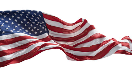 Waving American Flag Isolated on a Transparent Background