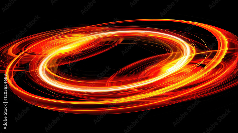 Poster bright swirling light patterns in red and orange hues create dynamic visual effect. vibrant colors a