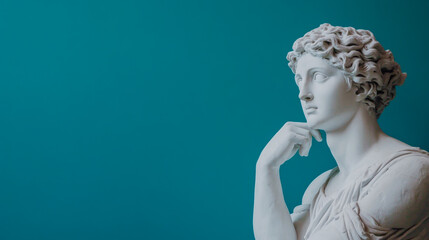 Classical Greek or Roman statue of a person in a thoughtful pose