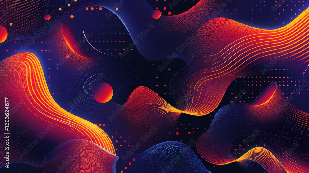 Aufkleber abstract colorful waves in vibrant red and blue tones, creating dynamic and energetic background. id