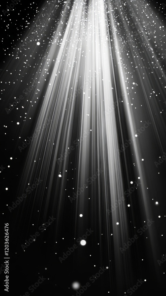 Poster ethereal light rays and floating particles in dark background