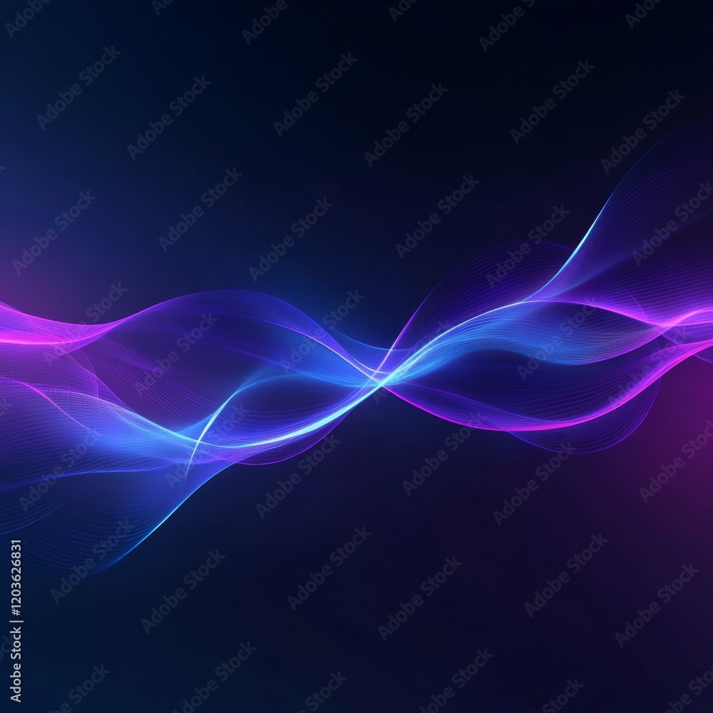 Poster abstract colorful waves with soft motion on dark background