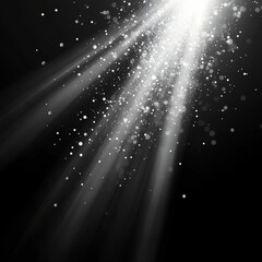 Radiant Light Beams and Sparkles Against Dark Background