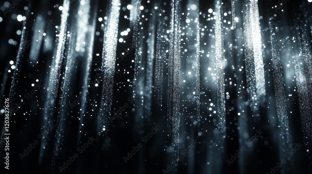 Poster Ethereal Sparkling Background with Glowing Particles and Light Rays