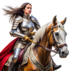 Obraz premium Gorgeous lady wear armor and riding horse