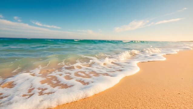 Turquoise Waves Crashing on a Serene Sandy Shore - Powered by Adobe