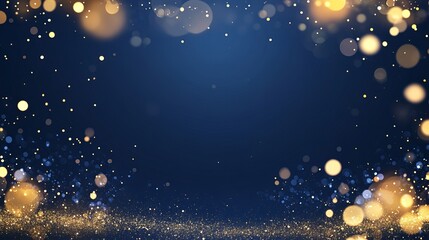 Fototapeta premium Blue and Gold Bokeh Background with Sparkling Glitter, Festive Light Effect, and Elegant Shimmering Design for Celebratory Events and Luxury Party Decor