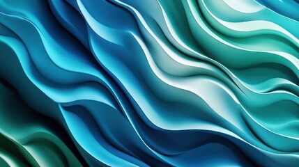 Fototapeta premium Abstract Teal and Blue Wave Pattern: A Serene Digital Art