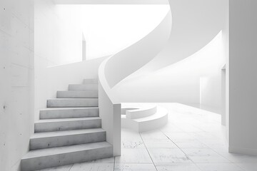 Modern White Spiral Staircase Architecture Interior Design