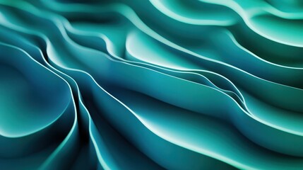 Obraz premium Abstract Teal Waves: A Symphony of Curving Lines and Soothing Hues