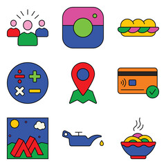 Modern Icons Flat Icon Set Isolated On White Background