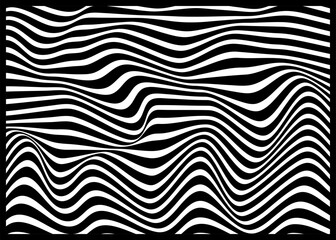 Abstract Black and White Wavy Line Pattern With Optical Illusion Effect