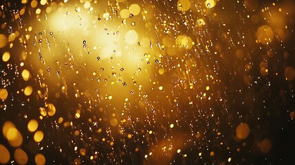 Golden Bokeh Rain Background