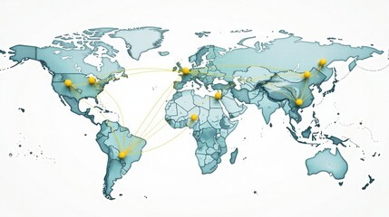 Naklejka premium Global Network Connections A Visual Representation of Interconnectedness and Worldwide Collaboration Through Strategic Partnerships