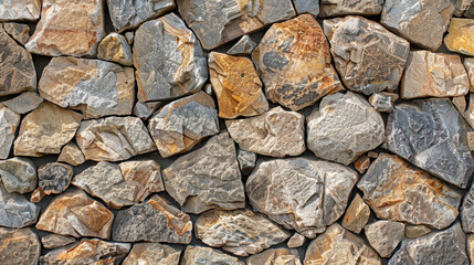 Natural stone wall with various textures and colors, showcasing earthy tones and rugged surfaces. This captures beauty of stone in architecture and design