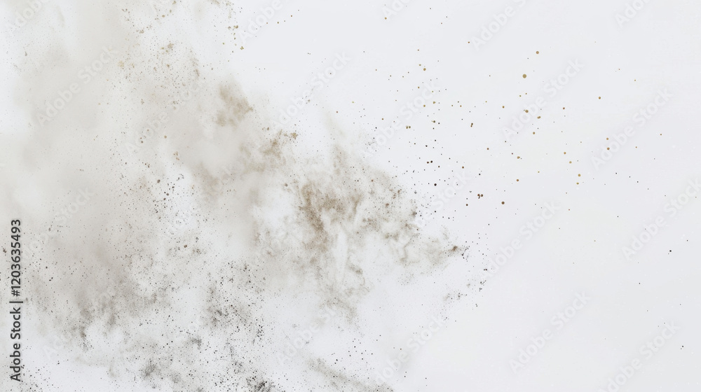 Poster abstract dust particles creating textured background with soft, muted color palette. image conveys s