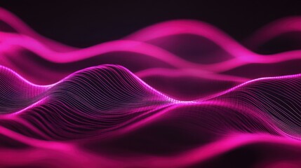 Abstract Pink Waves: A Digital Landscape of Flowing Lines and Glowing Curves
