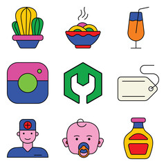 Modern Icons Flat Icon Set Isolated On White Background