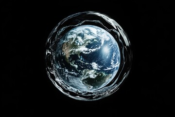 Earth depicted as a droplet, showcasing its beauty amidst space