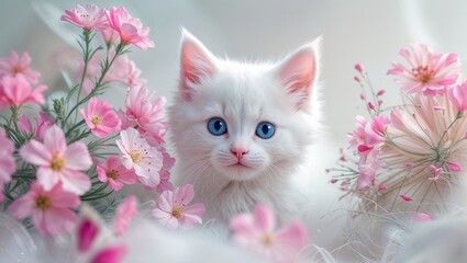 cat with flowers
