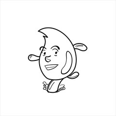 graphic vector illustration of the water mascot, great for the mascot of a mineral water company or children's coloring teaching materials. vector format. black and white style