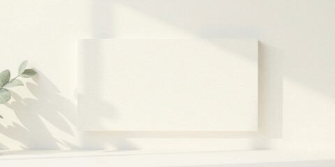 Serene Minimalist Mockup Blank Canvas with Sunlight and Greenery for Elegant Design Presentation