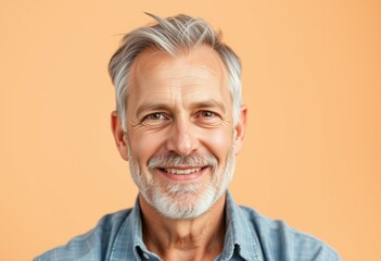 Portrait of a male westerner against a warm beige background