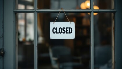 Closed sign hangs on a dark gray door