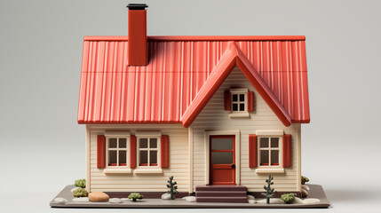 Obraz premium A high-quality 3D illustration of a tiny, toy-like house in a minimalist style.