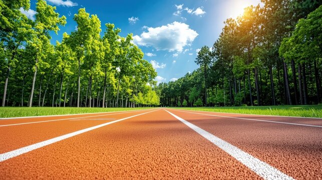 The pristine running track features a flawlessly smooth surface, providing the perfect foundation for runners to hit their stride and achieve their personal bests.
