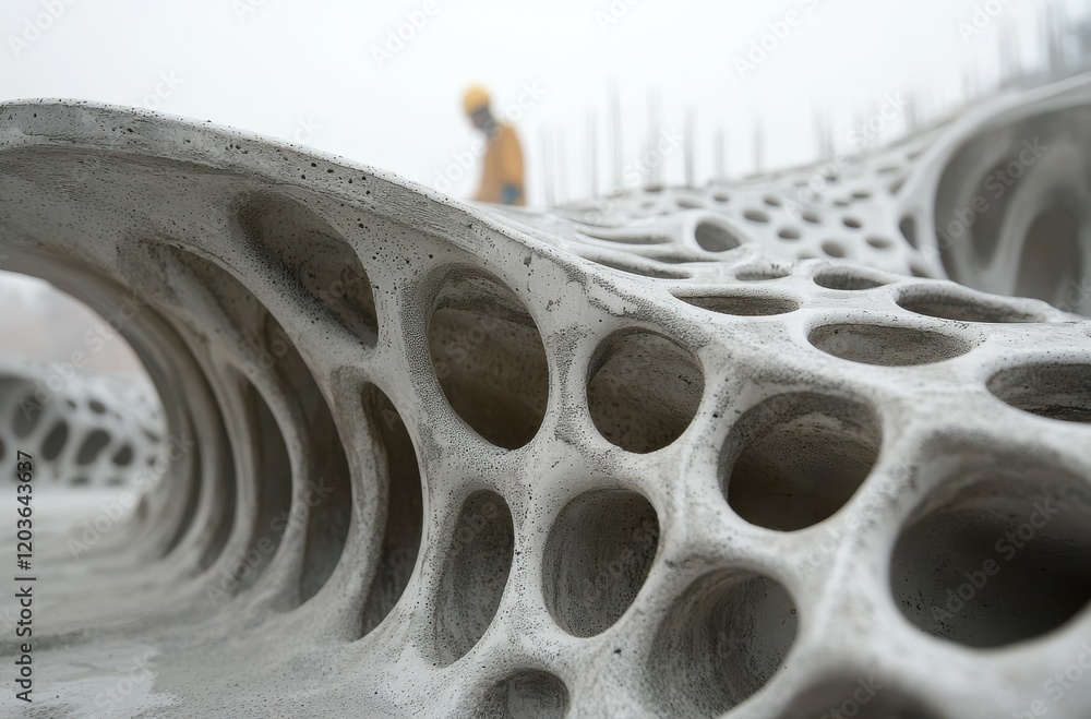 Aufkleber abstract architectural structure showcasing intricate textures and organic forms, with a constructio