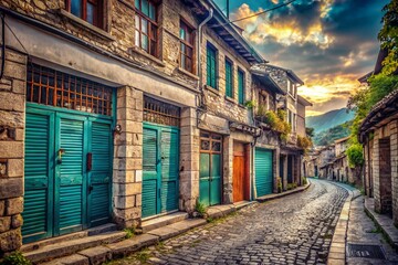 Deserted Gjirokaster Streets: Closed Shops & Ottoman Architecture